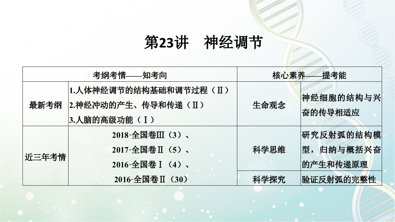 高三生物一轮复习优质ppt课件：神经调节