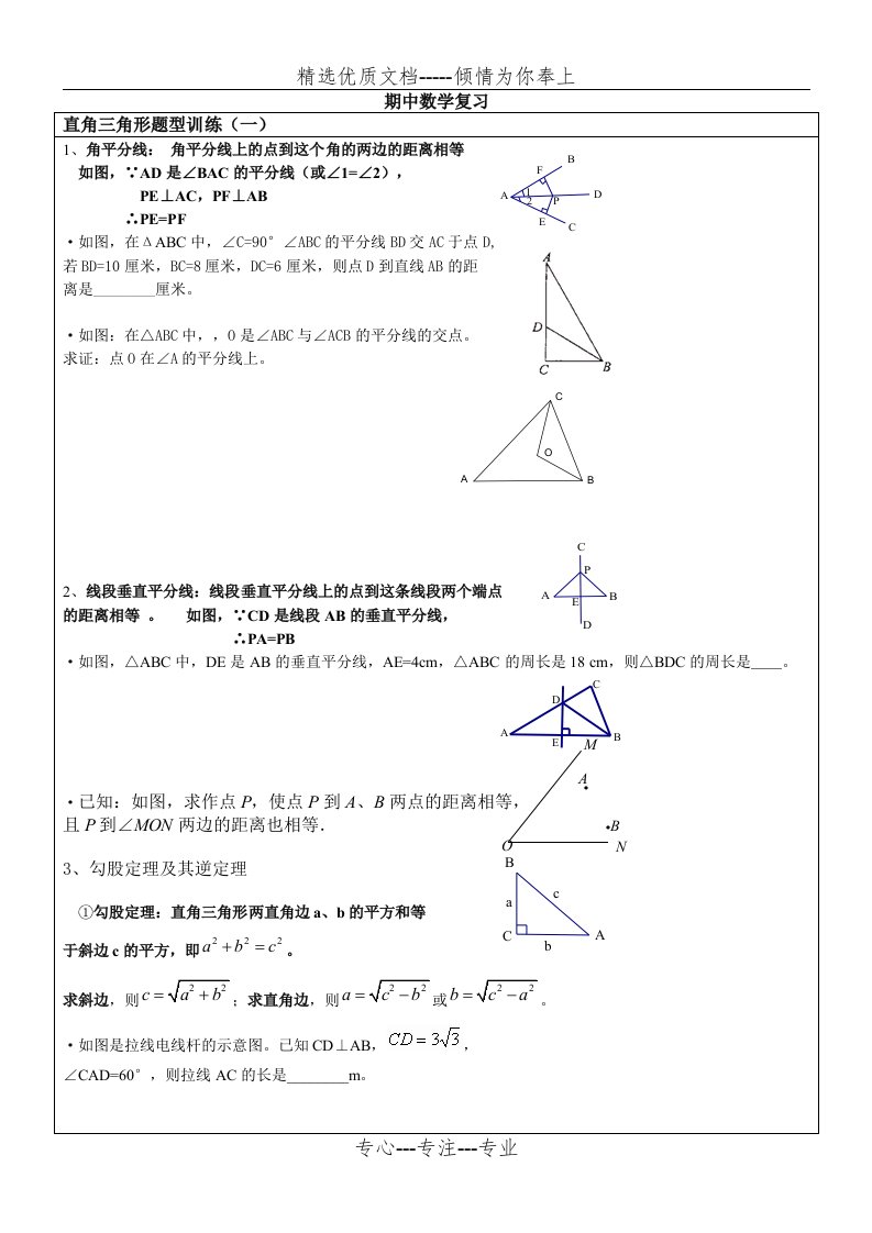 新湘教版八年级下册数学复习资料及训练(共14页)