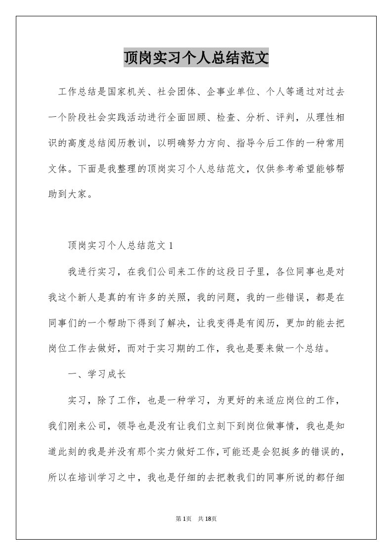 顶岗实习个人总结范文_1