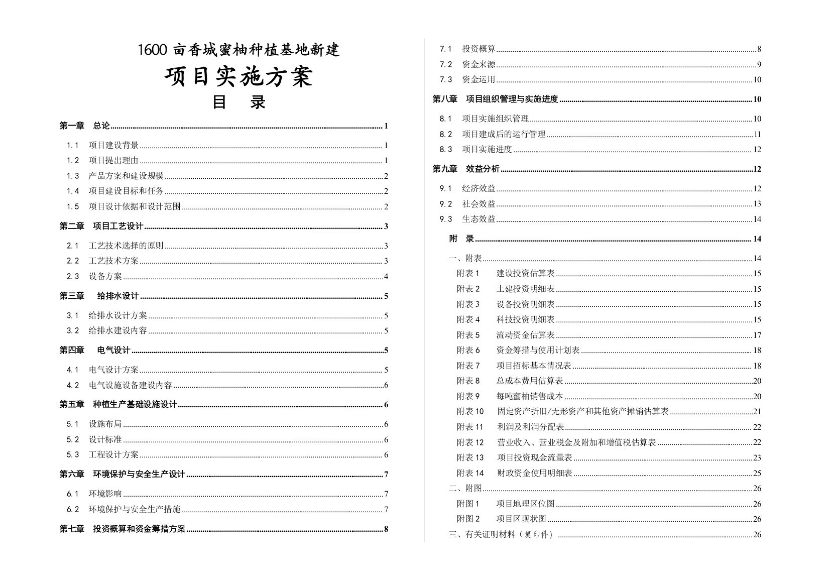 1600亩香城蜜柚种植基地新建实施方案