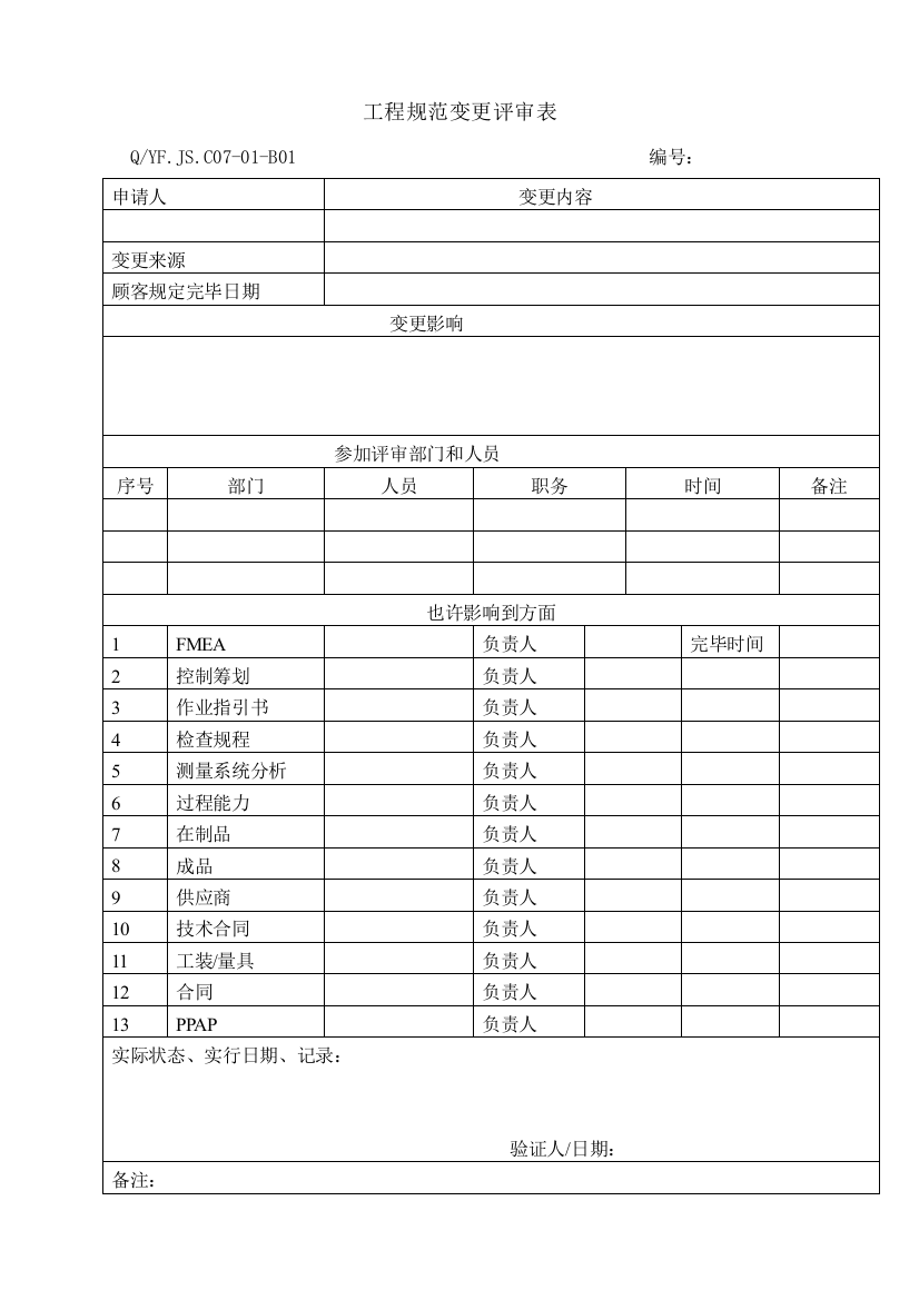 体系工程规范变更评审表样本