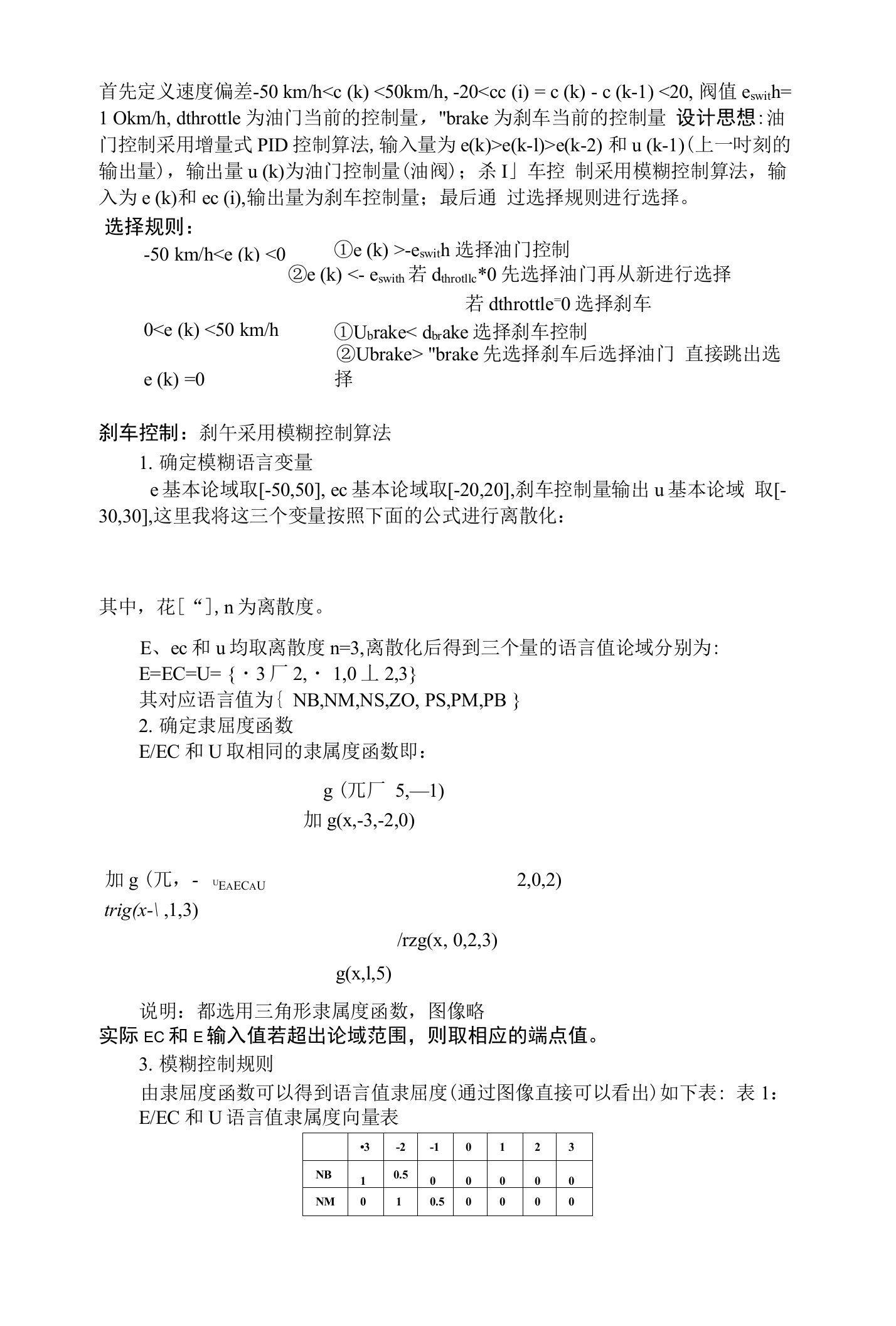 智能车基于pid及模糊控制的油门刹车速度控制算法