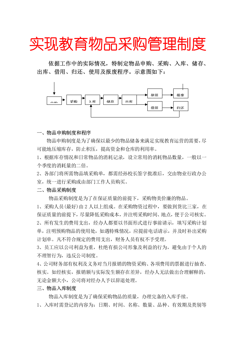 辅导机构物品采购管理制度