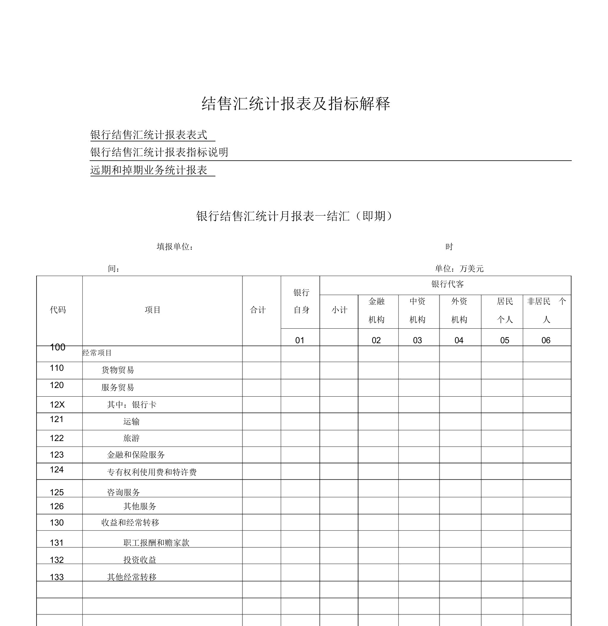 结售汇统计报表及指标解释