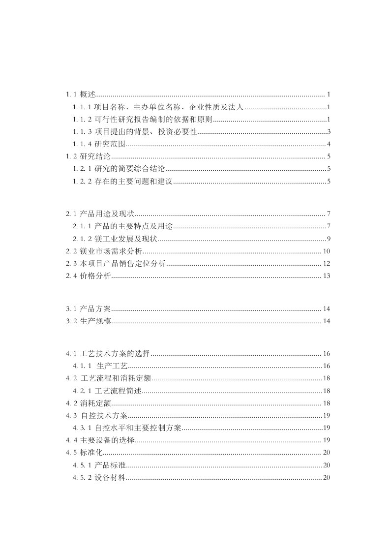 某钢铁集团年产5000吨钝化镁粉项目可行性研究报告