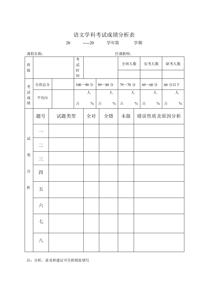 成绩分析表11