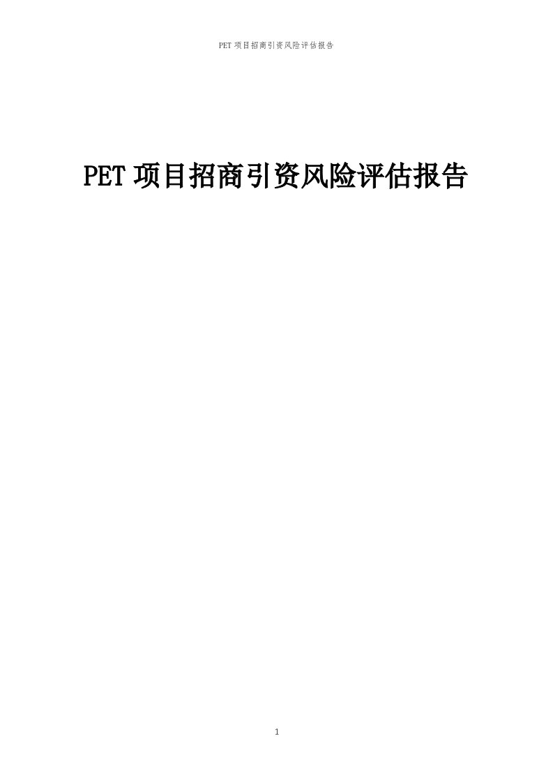 PET项目招商引资风险评估报告