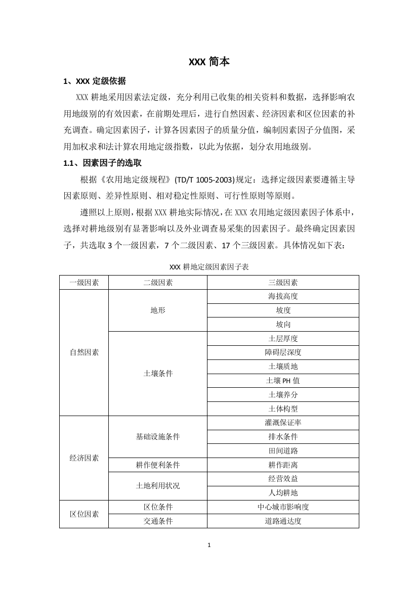 农用地分等定级简本