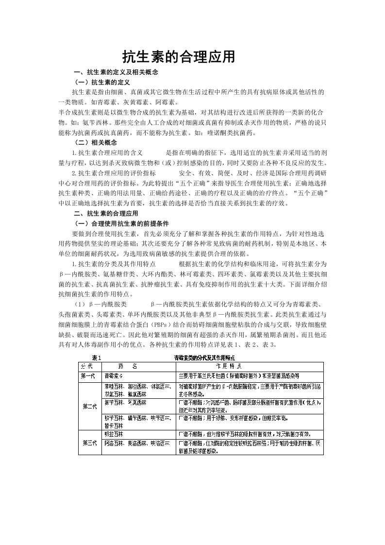 抗生素的临床应用