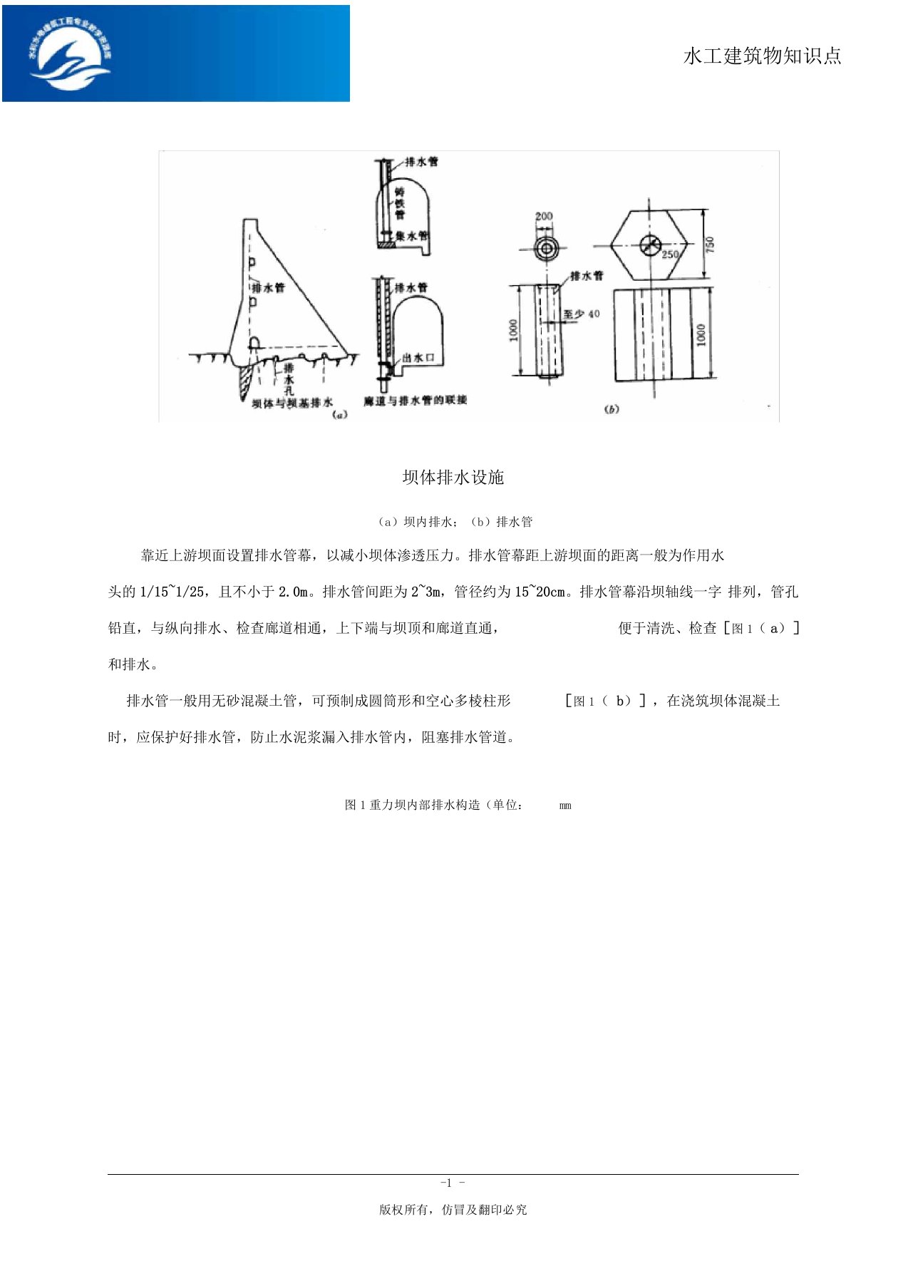 重力坝坝体排水设施