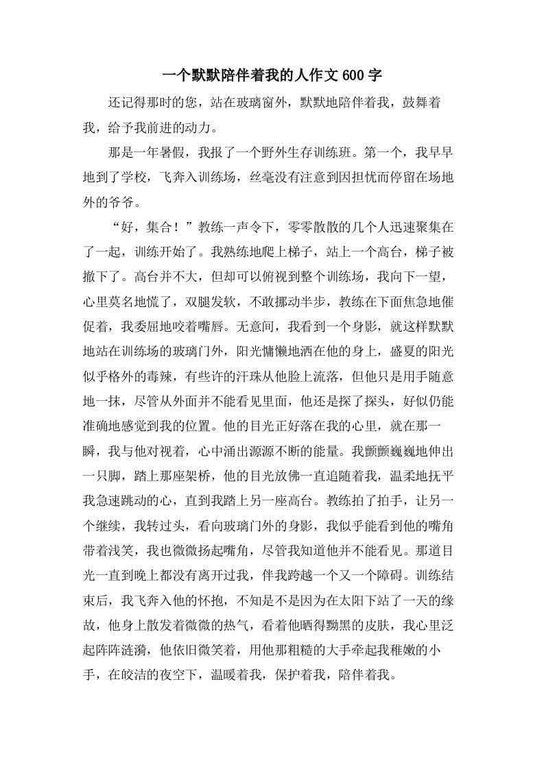 一个默默陪伴着我的人作文600字