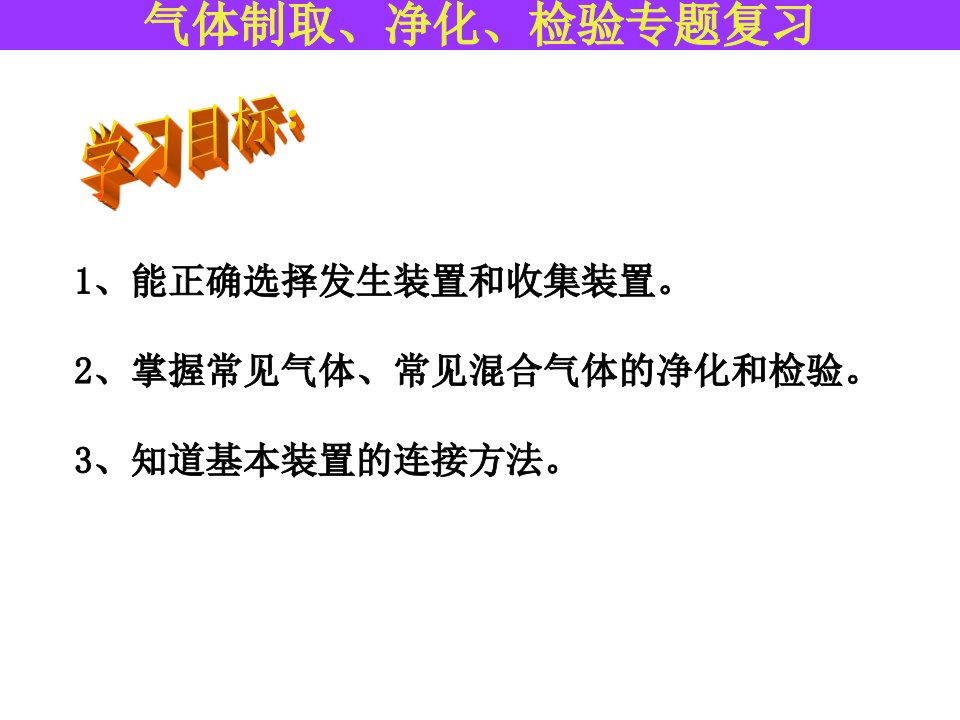 气体制取净化检验专题复习ppt课件