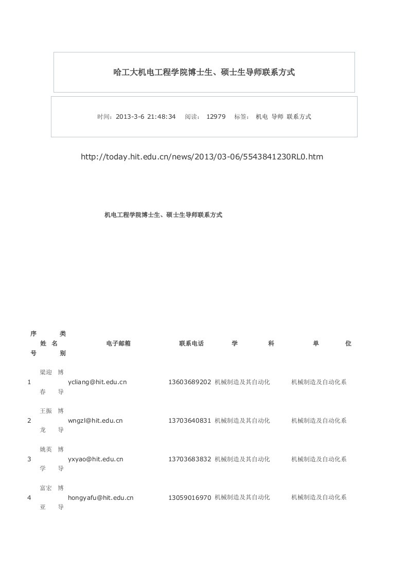 哈工大老师联系方