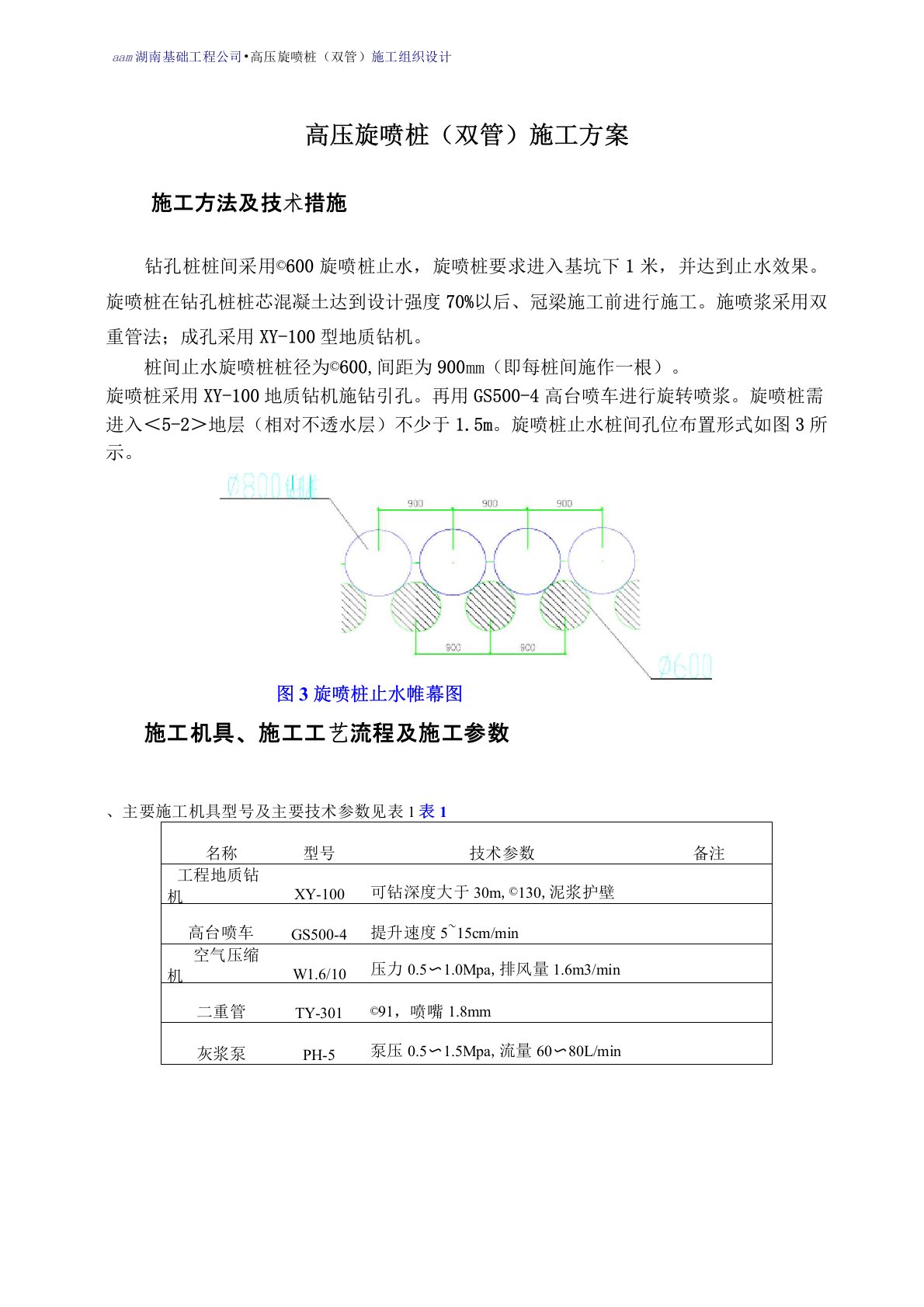 高压旋喷桩双管施工方案