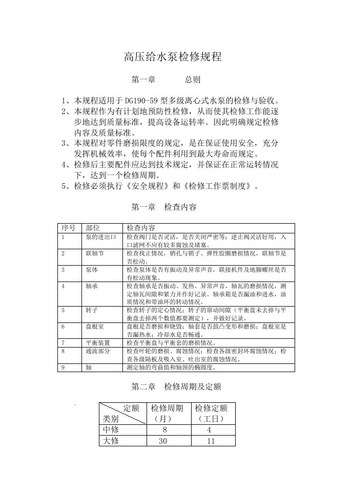 高压给水泵检修规程