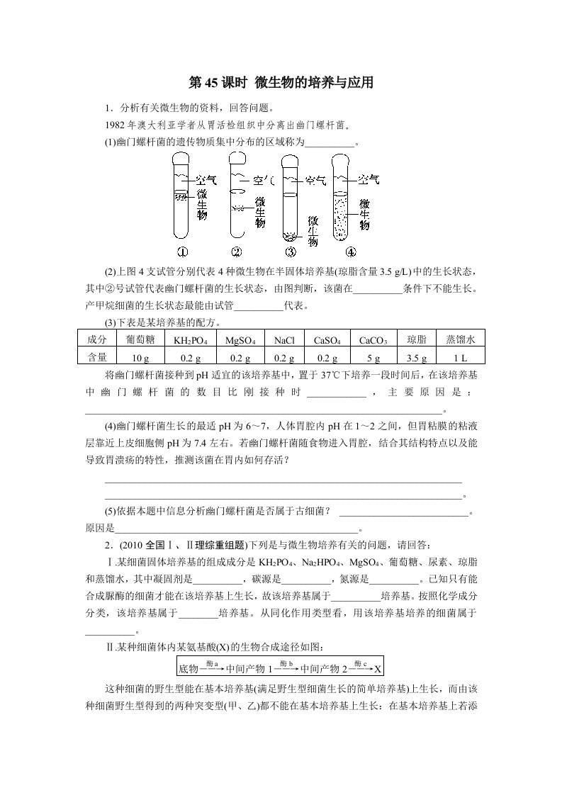 人教版教学素材第二专题微生物的培养与应用