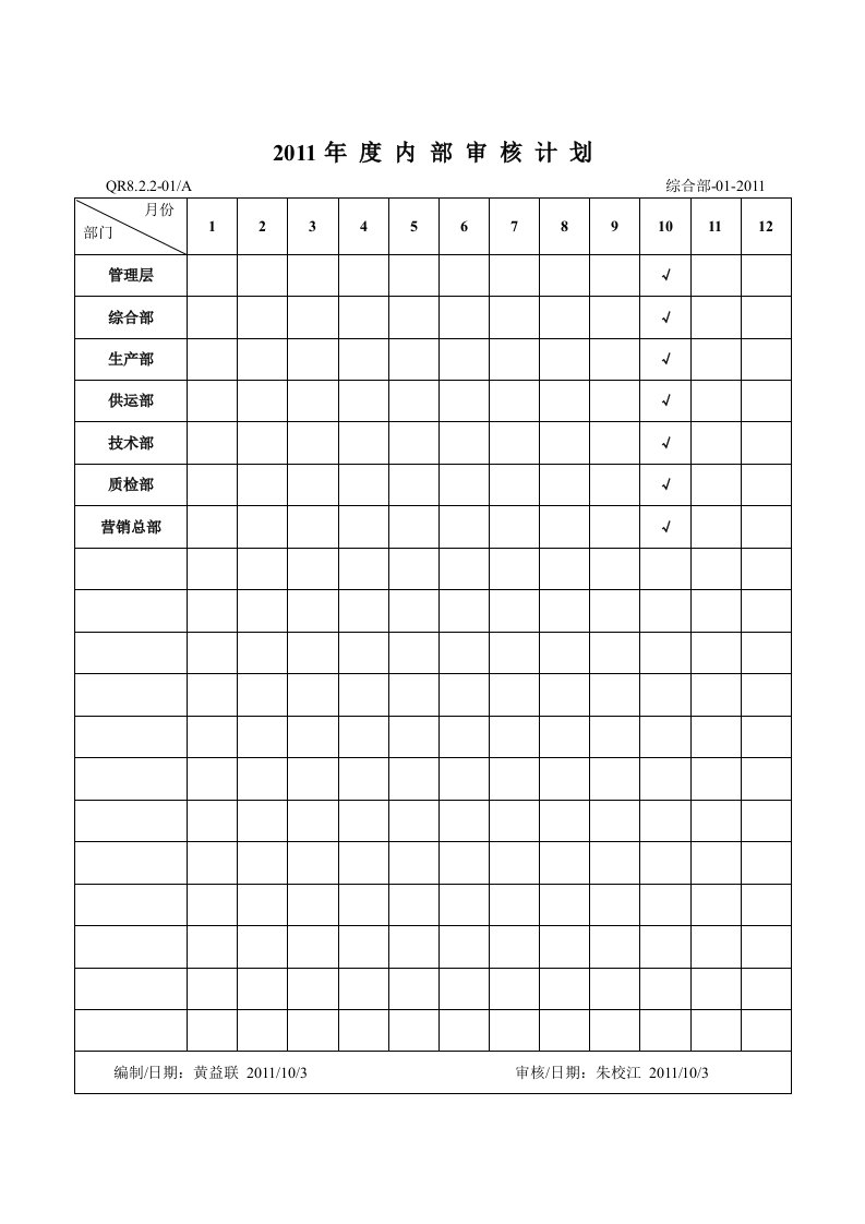 内审与管理评审记录表格