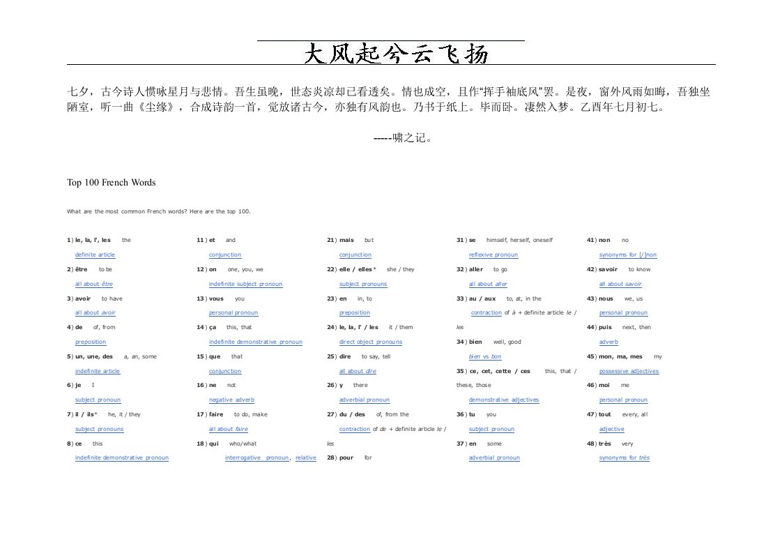 0Eidnuw100法语单词