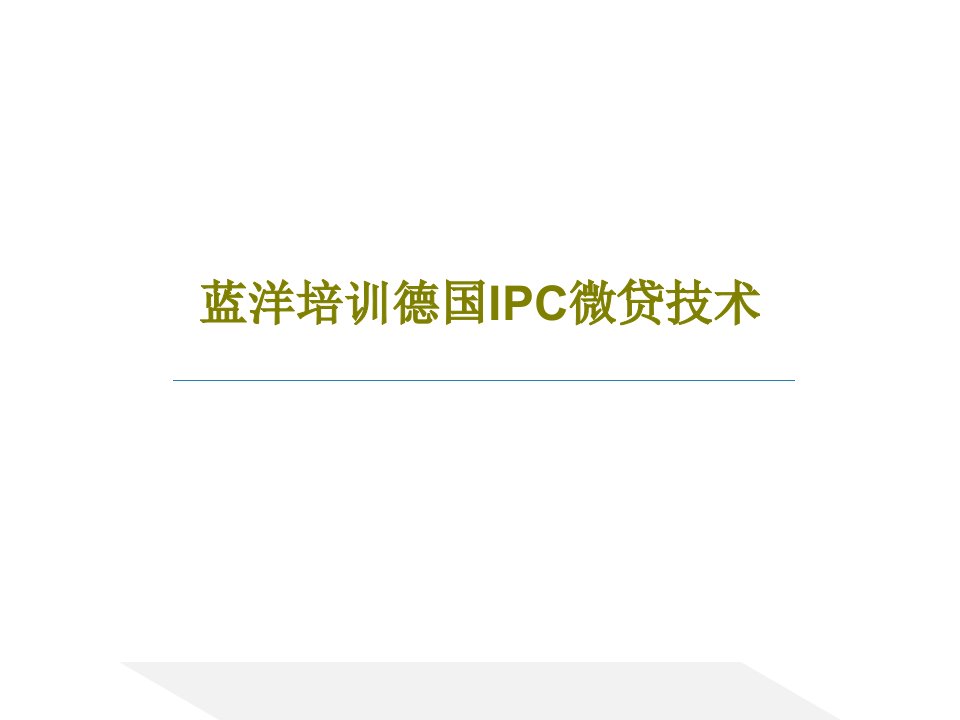 蓝洋培训德国IPC微贷技术38页PPT