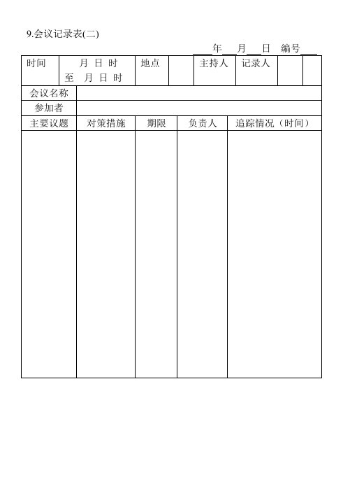 企业管理-09会议记录表二