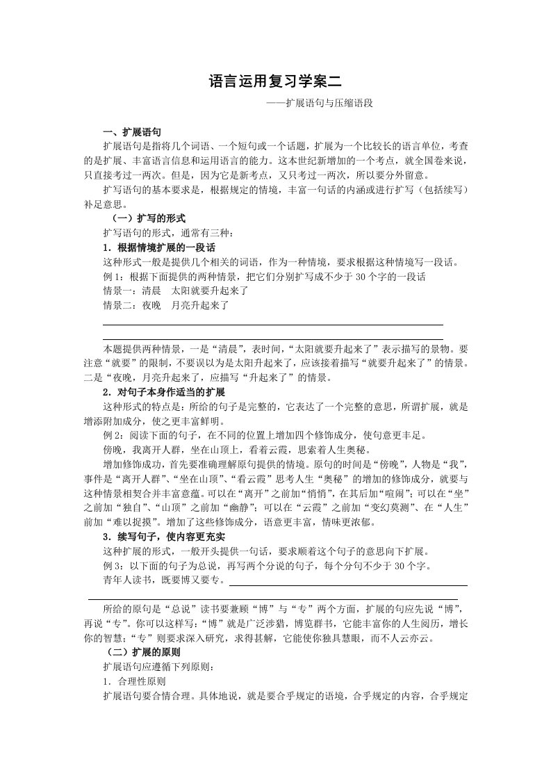 高考语文语言运用专题复习学案(二)