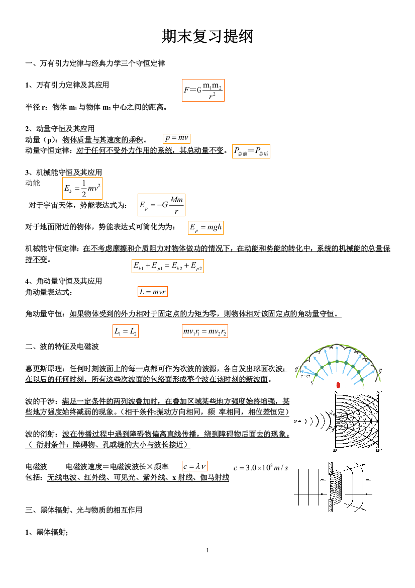 大学物理C复习提纲