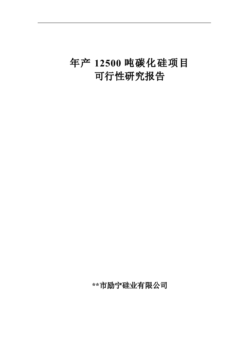 年产12500吨项目可研建议书碳化硅