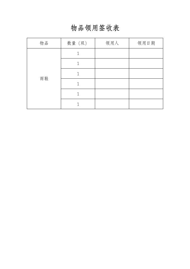 物品领用签收表