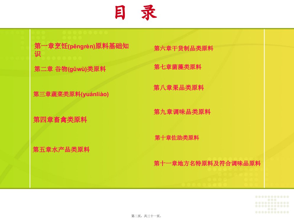 医学专题有机物质烹饪原料中的营养素分类