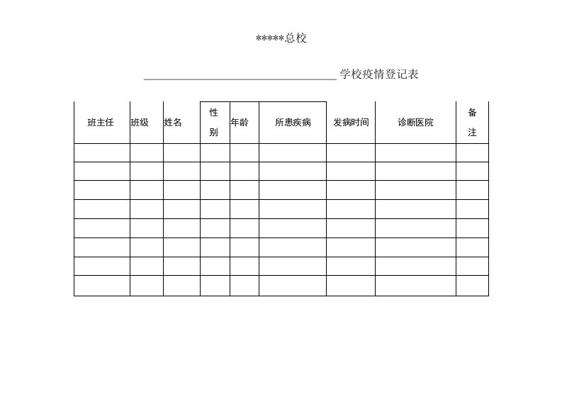 疫情登记表