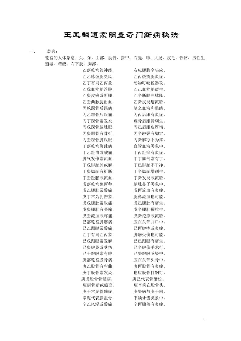 《凤麟易理--道家阴盘奇门断病秘诀》王凤麟