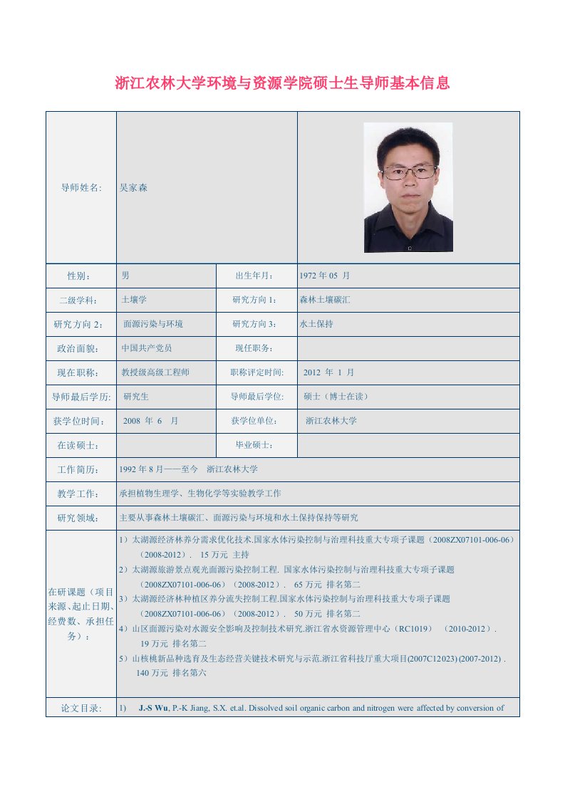 浙江林学院林业与生物技术学院硕士生导师基本信息-浙江农林大学