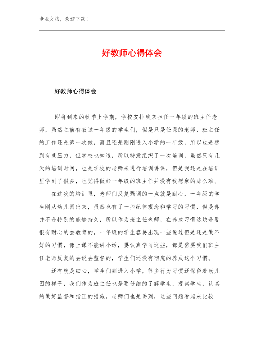 2023好教师心得体会优选例文29篇文档汇编