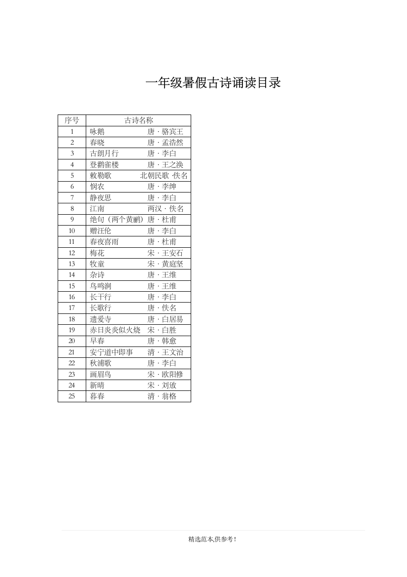 一年级古诗诵读1-25首(带拼音版)