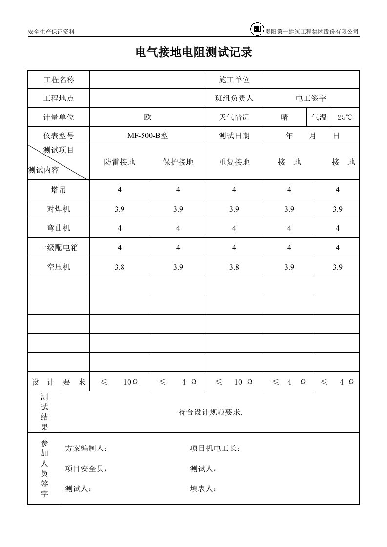 04电气接地电阻测试记录