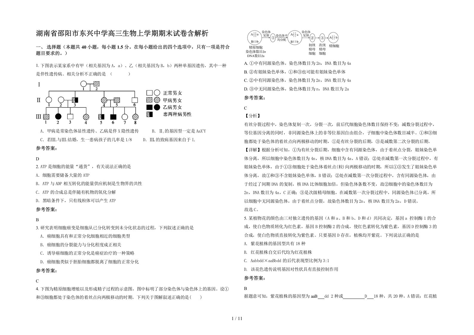 湖南省邵阳市东兴中学高三生物上学期期末试卷含解析