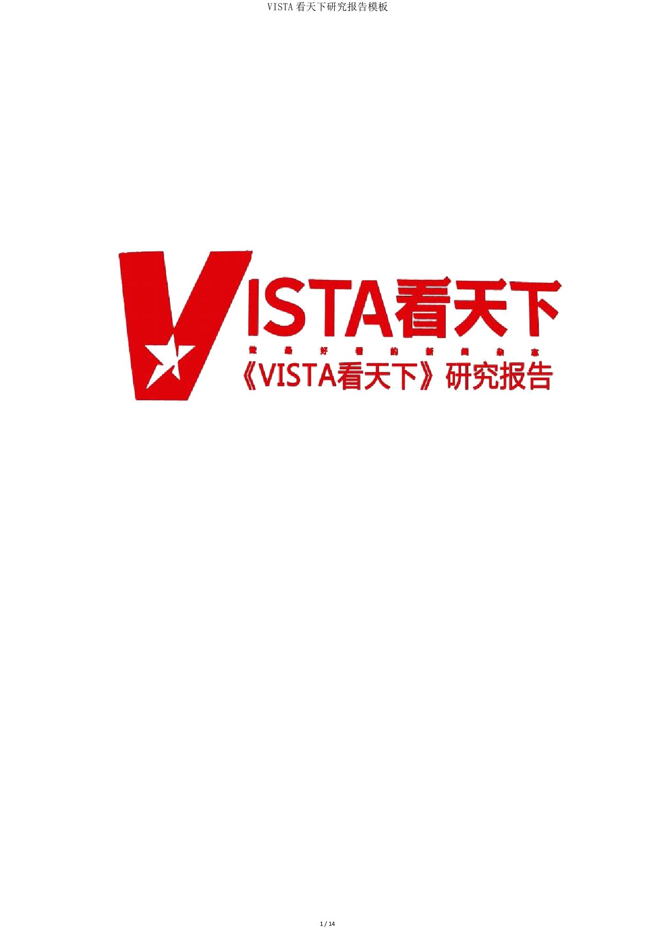 VISTA看天下研究报告模板