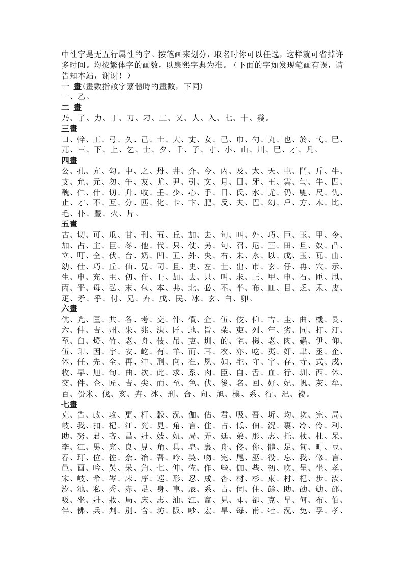 繁体字康熙字典笔画数