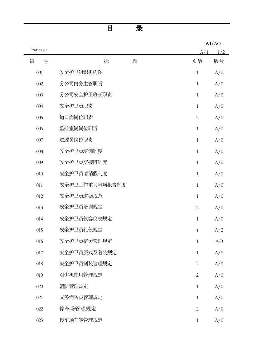 手册-安全护卫管理手册-(新)