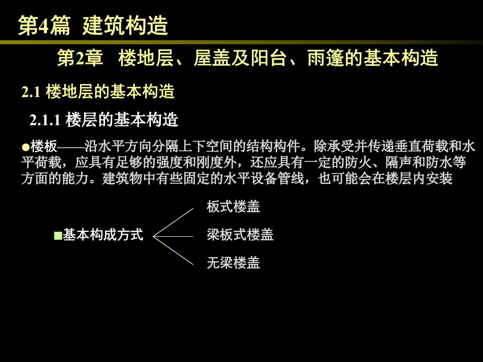 楼地层、屋盖及阳台、雨篷的基本构造