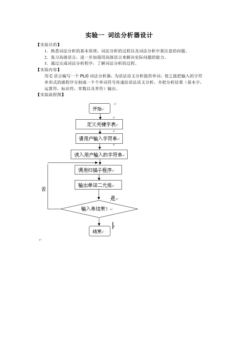 编译原理实验--词法分析器