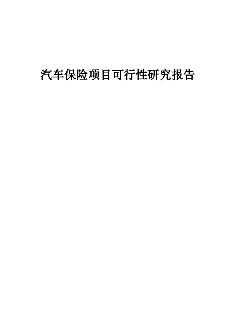 汽车保险项目可行性研究报告