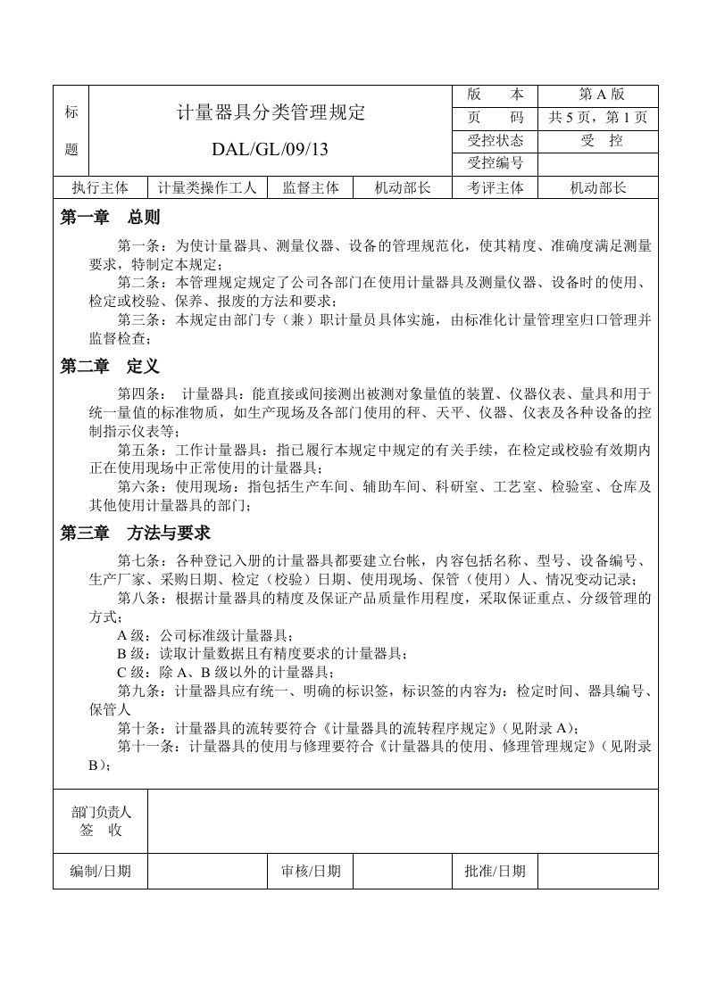 耐火材料企业之计量器具管理