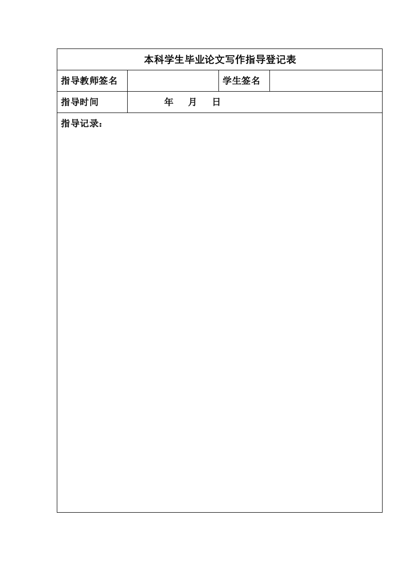 本科学生毕业论文写作指导登记表