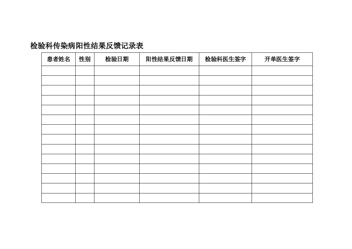 化验室、放射科传染病阳性结果反馈记录表