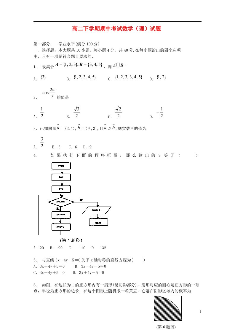 湖南省湘潭市凤凰中学高二数学下学期期中试题