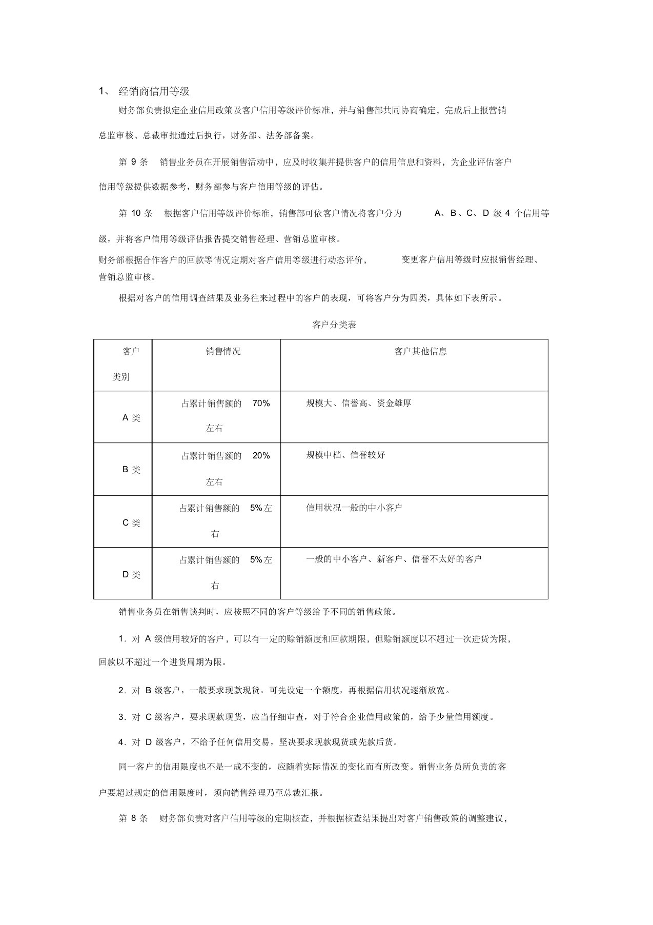 经销商信用等级