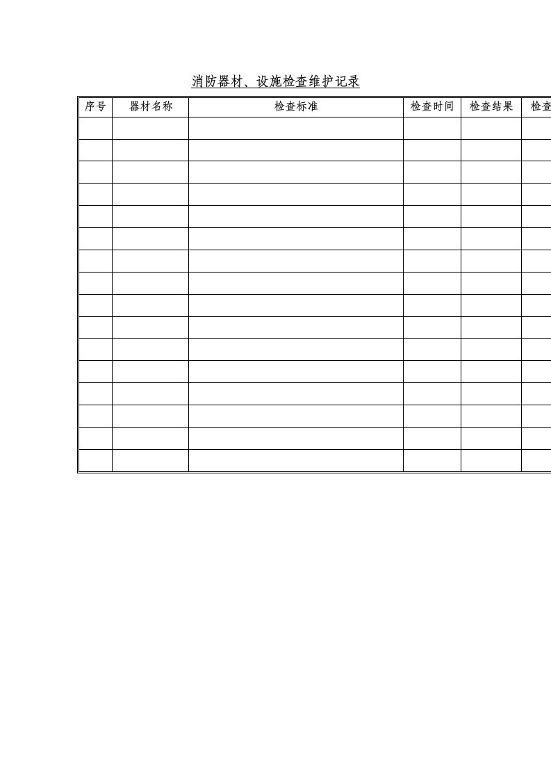 消防器材、设施检查维护记录（Word表格）