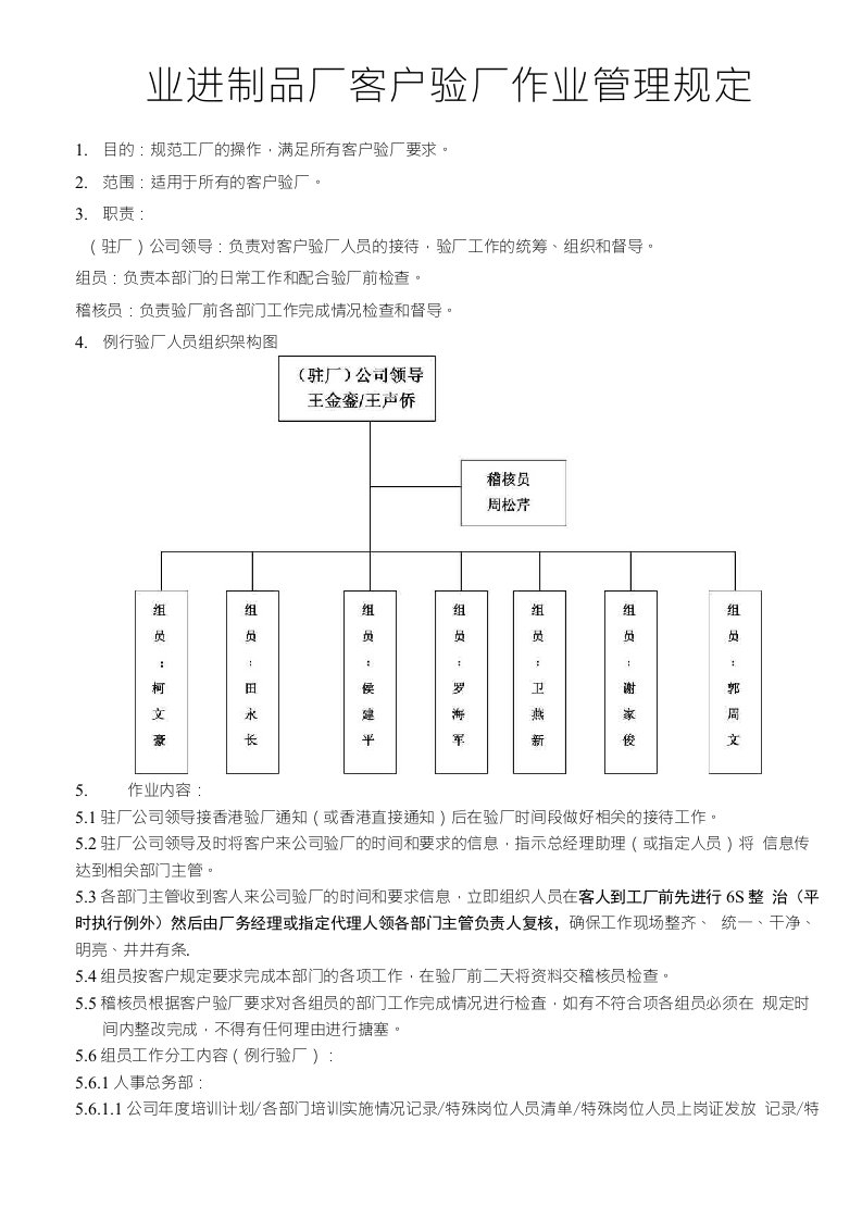 客户验厂作业指导书