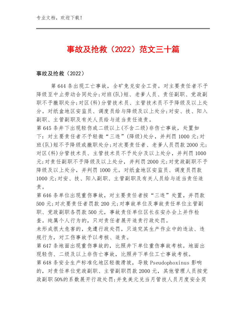 事故及抢救（2022）范文三十篇